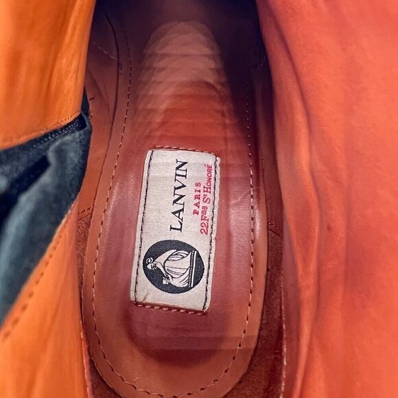 Lanvin Women Size 6 Black Patent Leather Buckle Side Zip Ankle Wedge Boot - Picture 13 of 16